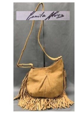 NWOT $399 Muxo Camila Alves  Suede Leather Boho Fringe Crossbody Shoulder Bag